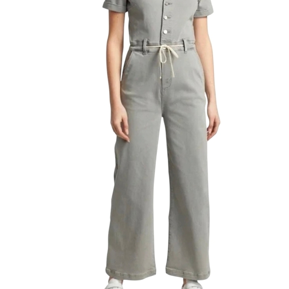 Paige Carly Grey Button-Up Utility Jumpsuit wide leg size 4 - Picture 1 of 11